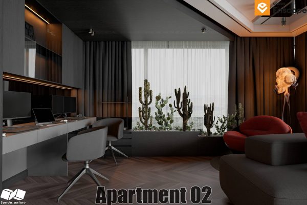 SU.EN.06 – Gồm 4 File Nội thất APARTMENT ( KHÁCH + BẾP ) - Ảnh 7